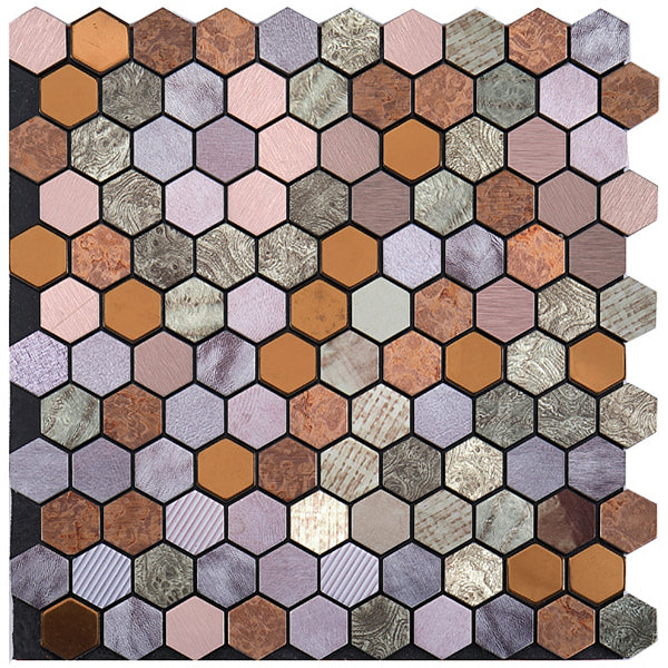 Moderne Peel & Stick metallmosaikkflis sekskant Peel & Stick T-baneflis