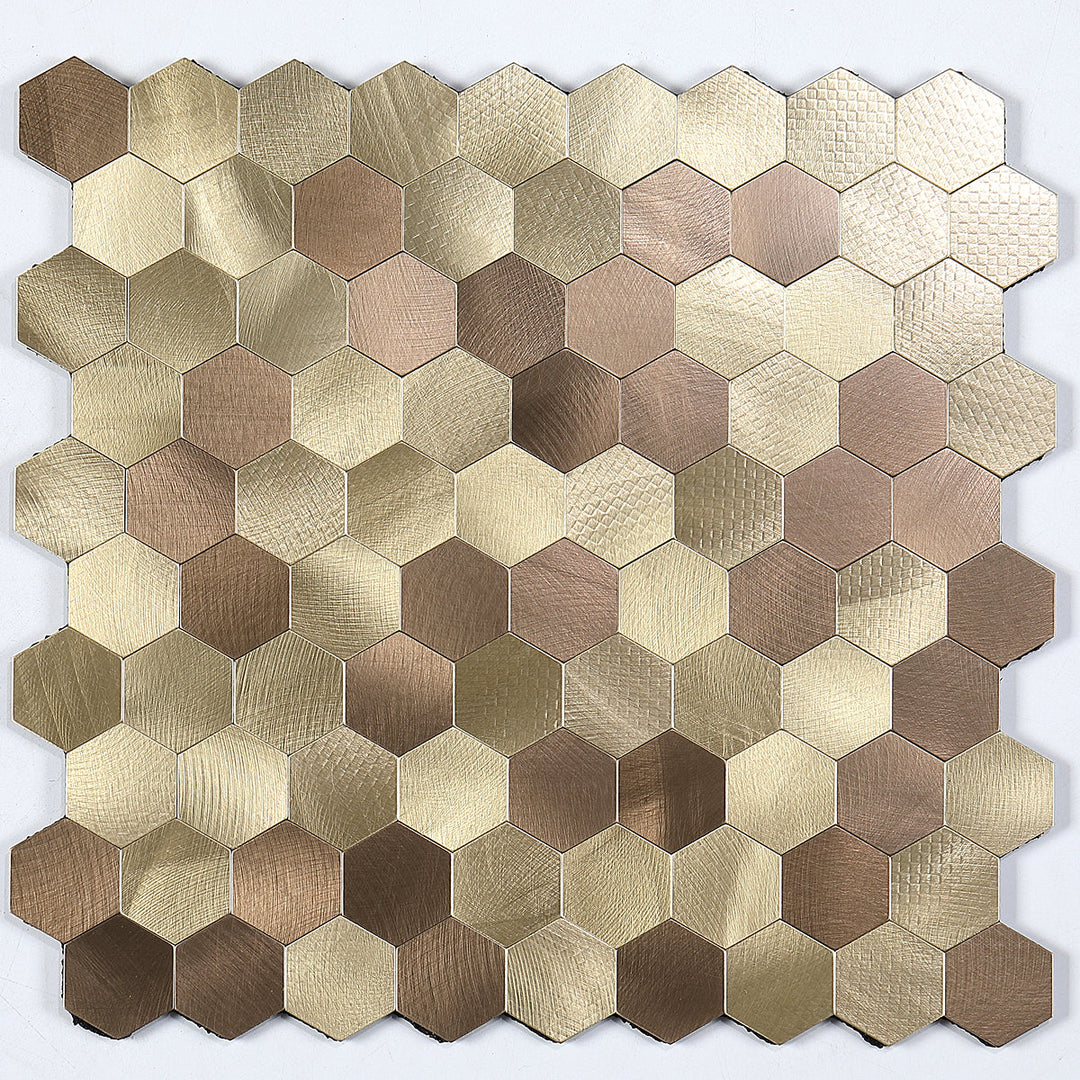 Moderne Peel & Stick metallmosaikkflis sekskant Peel & Stick T-baneflis
