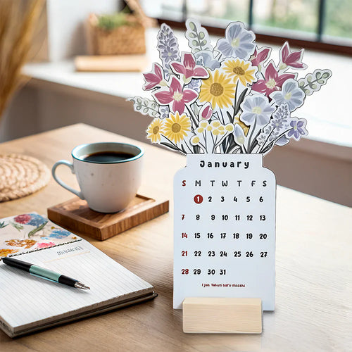 Skanto | 2025 Bloomy Flowers Skrivebords kalender Dekorativ & Funksjonell Planlegger