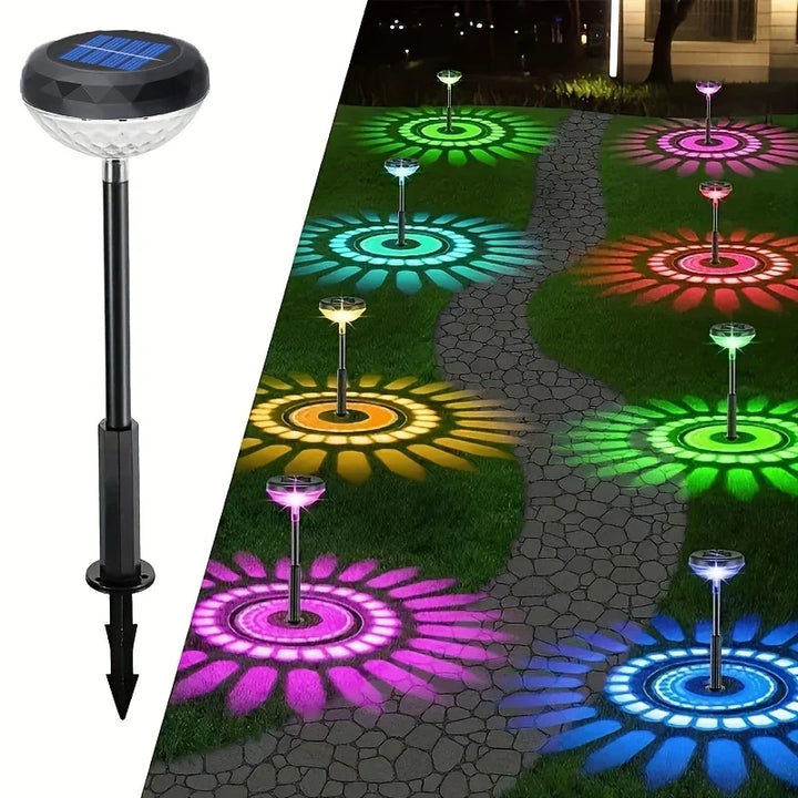 Skanto | Solhage Lampe med Fargeendring – LED Hagebelysning for Utendørs Bruk med Blomster Mønster