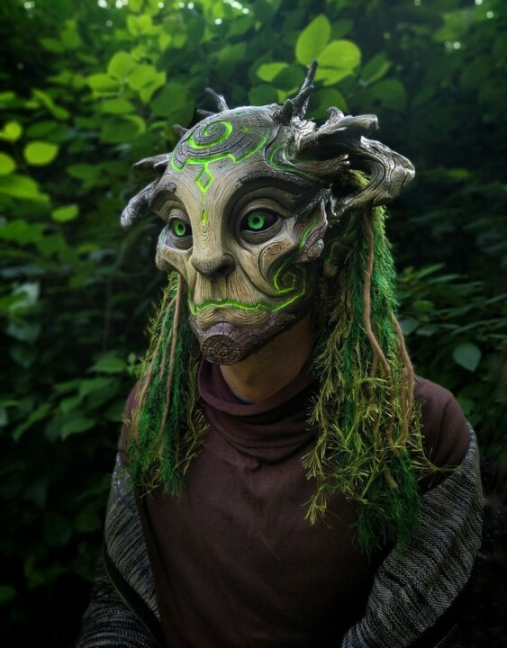 Skanto | Grønn Mann Skog Ånd Maske Kostyme Tilbehør Masker