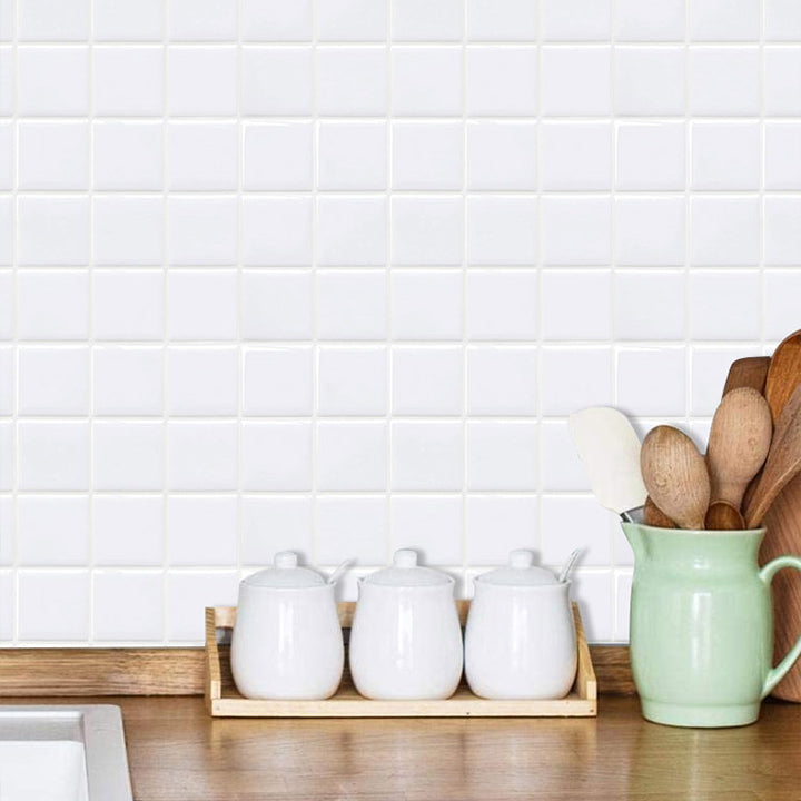Skanto | Hvit Mosaic Peel & Stick Flis Vanntett Kjøkken Backsplash Tapet