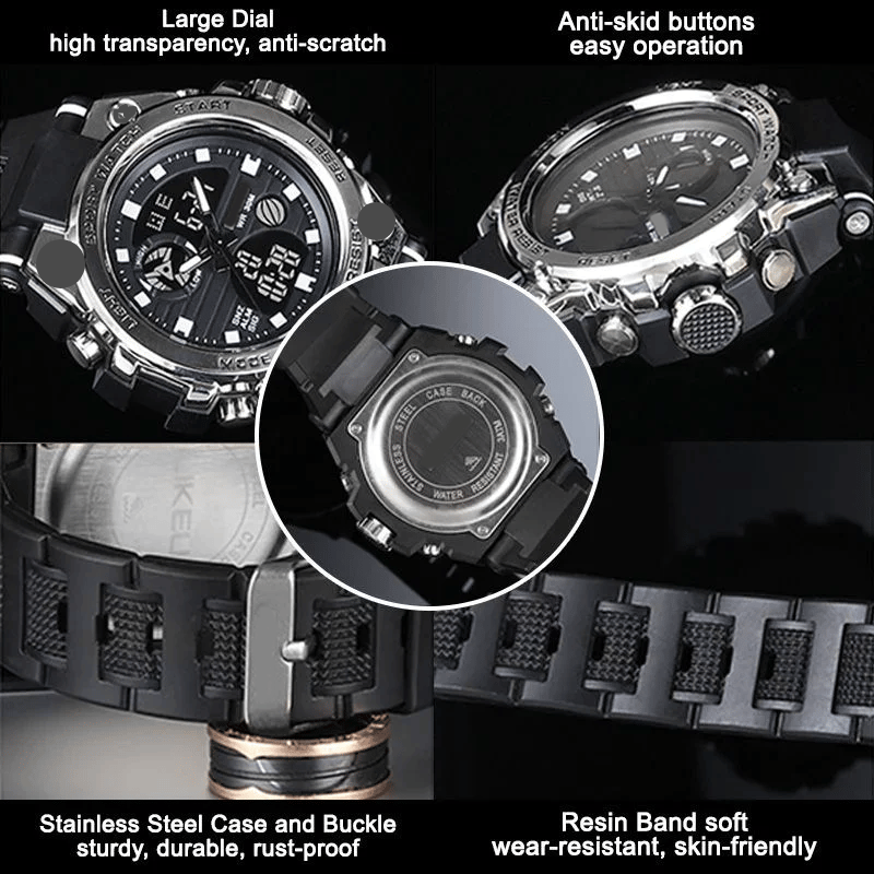 Skanto | Sporty Dual-Display Mode Multifunctional Waterproof Luminous Men's Wristwatch