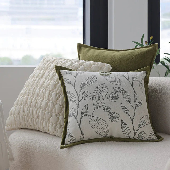 Skanto | Lett luksus kremgrønn putetrekk 45x45cm – Dekorativ jacquard putetrekk