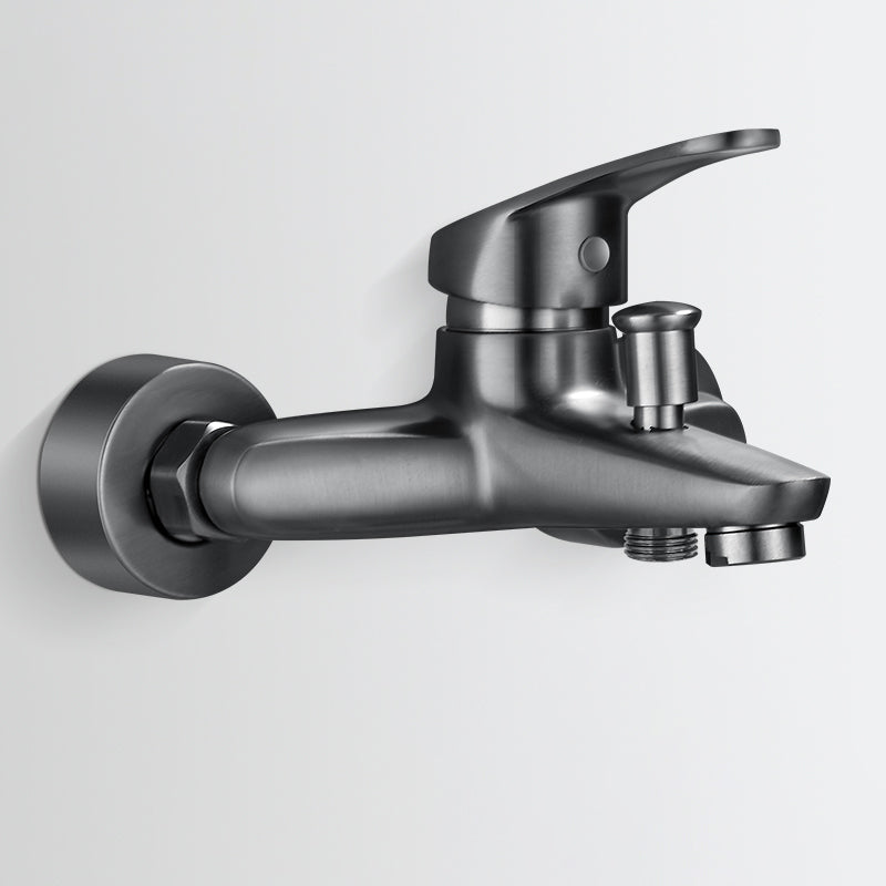 Solid badekarkran med hånddusj, slange, spakhåndtak, veggmontert, 2 hull, badekarpåfyllingsventil