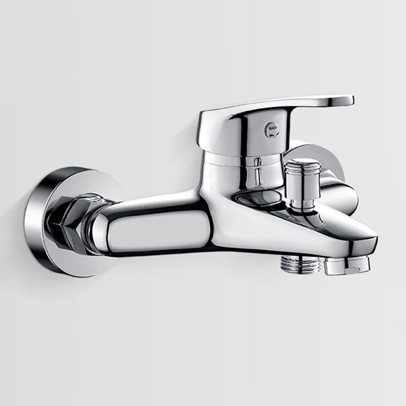 Solid badekarkran med hånddusj, slange, spakhåndtak, veggmontert, 2 hull, badekarpåfyllingsventil