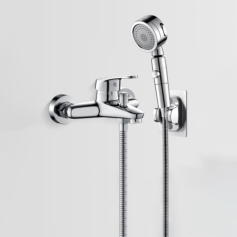 Solid badekarkran med hånddusj, slange, spakhåndtak, veggmontert, 2 hull, badekarpåfyllingsventil