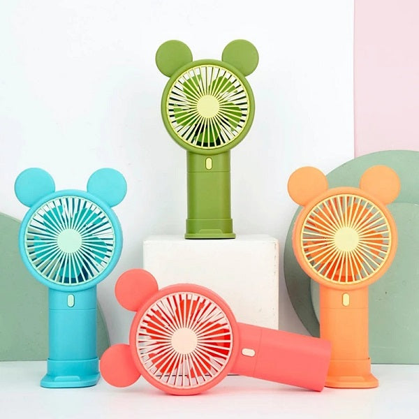 Mini Oppladbar Tegneserie Vifte Med Telefonholder Base | Skanto