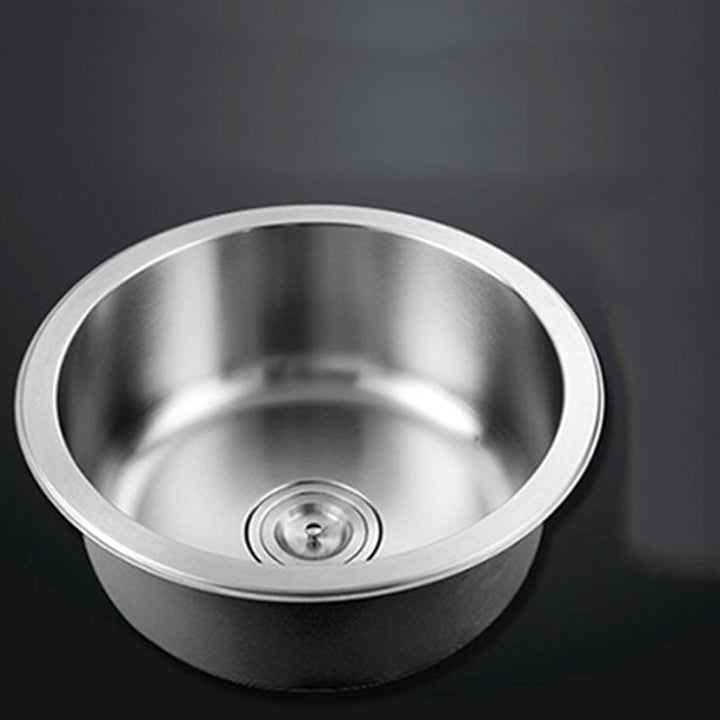Moderne kjøkkenvask med én kum, rund vask i rustfritt stål med avløpsfilter