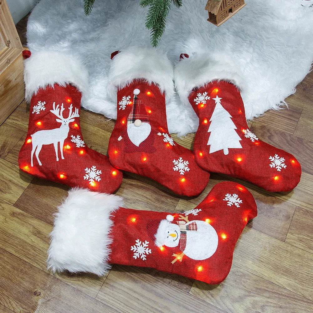 Skanto | Nytt juledekorasjon med lys Burlap broderi sokk gavepose