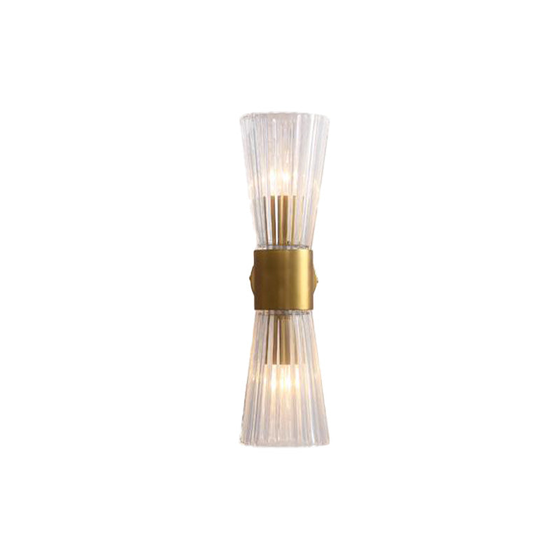 Timeglass Form Veggelys Postmoderne Klar Prismeglass 2 Hoder Messing Opp-Ned Vegglampe | Skanto