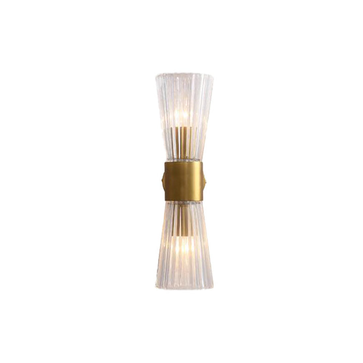 Timeglass Form Veggelys Postmoderne Klar Prismeglass 2 Hoder Messing Opp-Ned Vegglampe | Skanto
