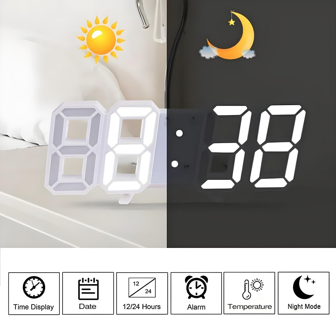 TimeSphere LED 3D Digital Klok med Kalender og Temp Display | Skanto