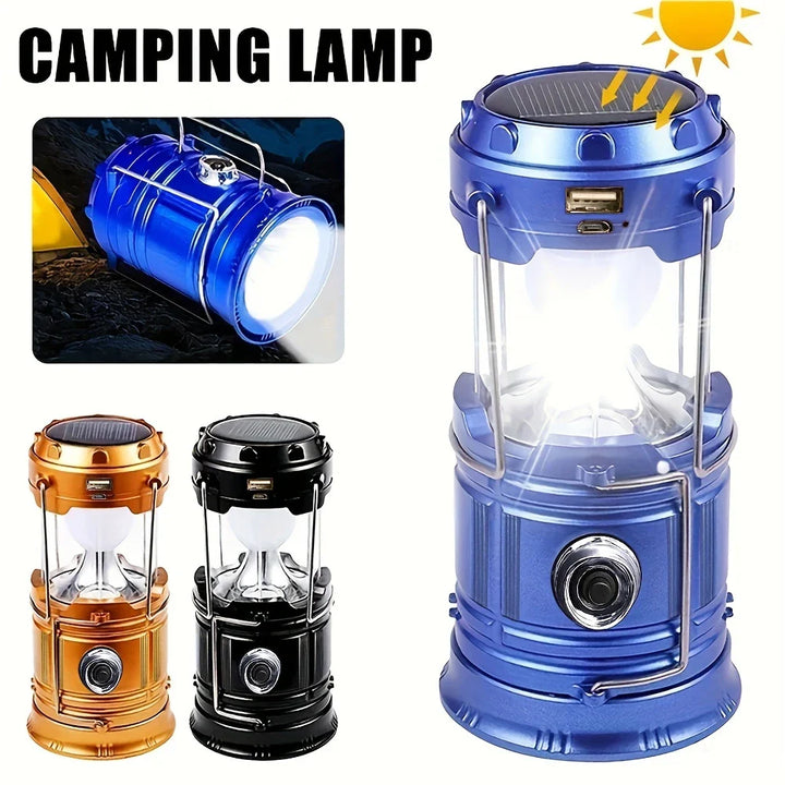 Skanto | Sol Campinglampe med USB-lading – Bærbar LED-lanterne for utendørsaktiviteter og nødsituasjoner