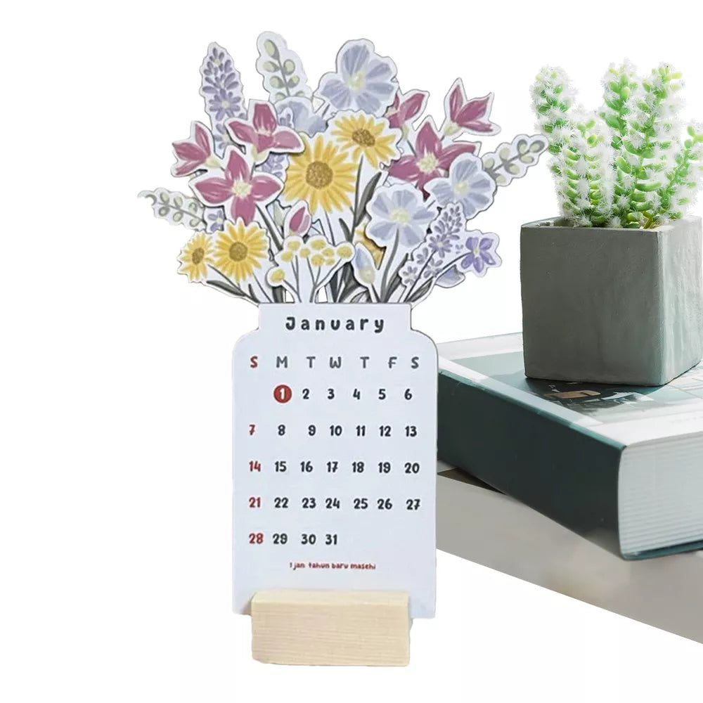 Skanto | 2025 Bloomy Flowers Skrivebords kalender Dekorativ & Funksjonell Planlegger