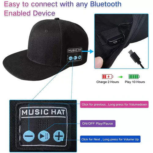 Skanto | Bluetooth Høyttaler Baseball Cap – Trådløs, Vanntett og Stilig