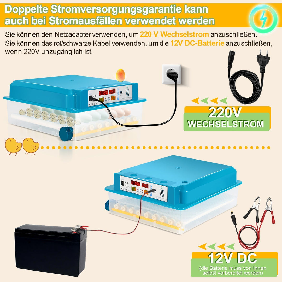 Brutautomat Helautomatiske Inkubator for Kyllinger 64 Egg | Skanto