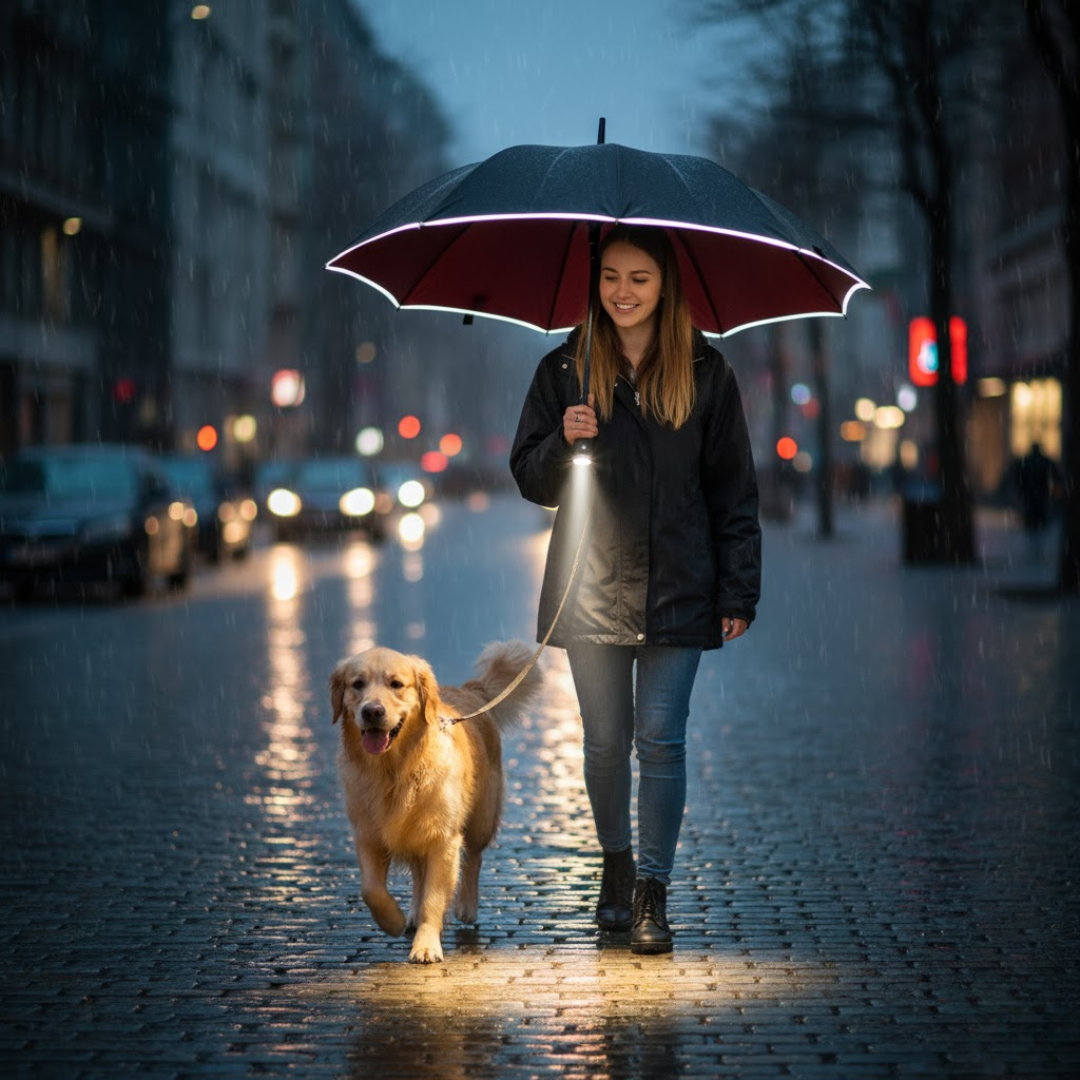 StormShield LED Paraply med Automatisk | Skanto