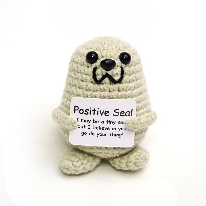 Skanto | Charming Handmade Crocheted Hedgehog Doll with Positive Affirmation Card