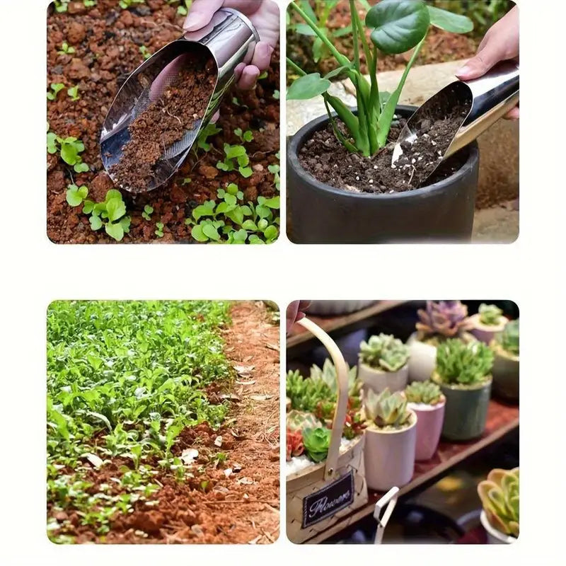 Skanto | Rustfritt Stål Scoop for Pottemuld – Robust Plantescoop for Hage og Balkong