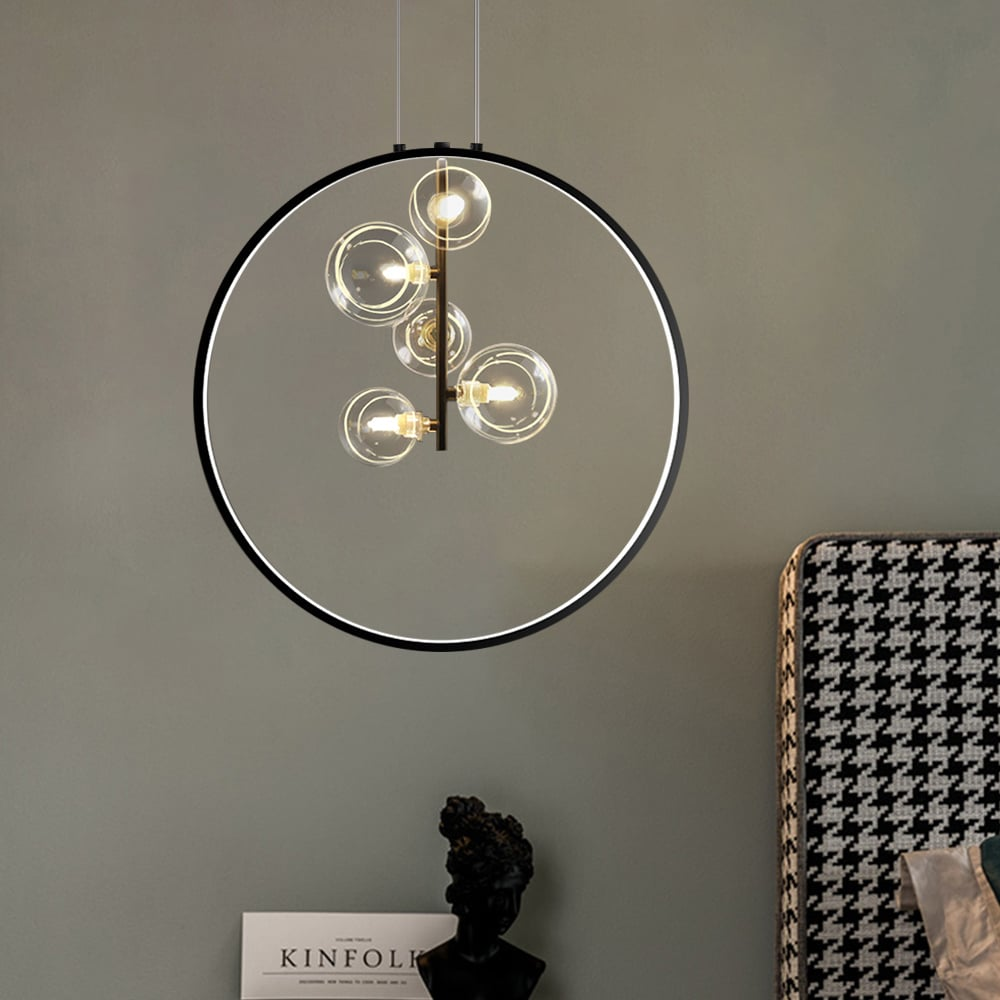 Skanto | Minimalistisk Glass Ball Pendellampe Svart