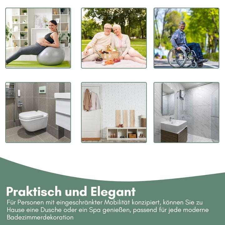 Foldbar dusjsete med armlener veggmontert | Skanto