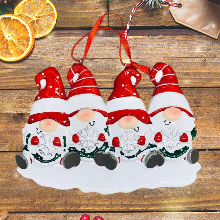 Skanto | 4 Navn-Egen Familie Jule X-mas Tre Dekorasjon Ornament med Navn-Dverger Familie