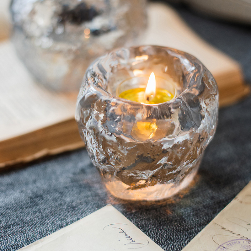 Skanto | Glass Tealight Holder – Dekorativt Lysestake laget av Klart Glass for Koselig Belysning