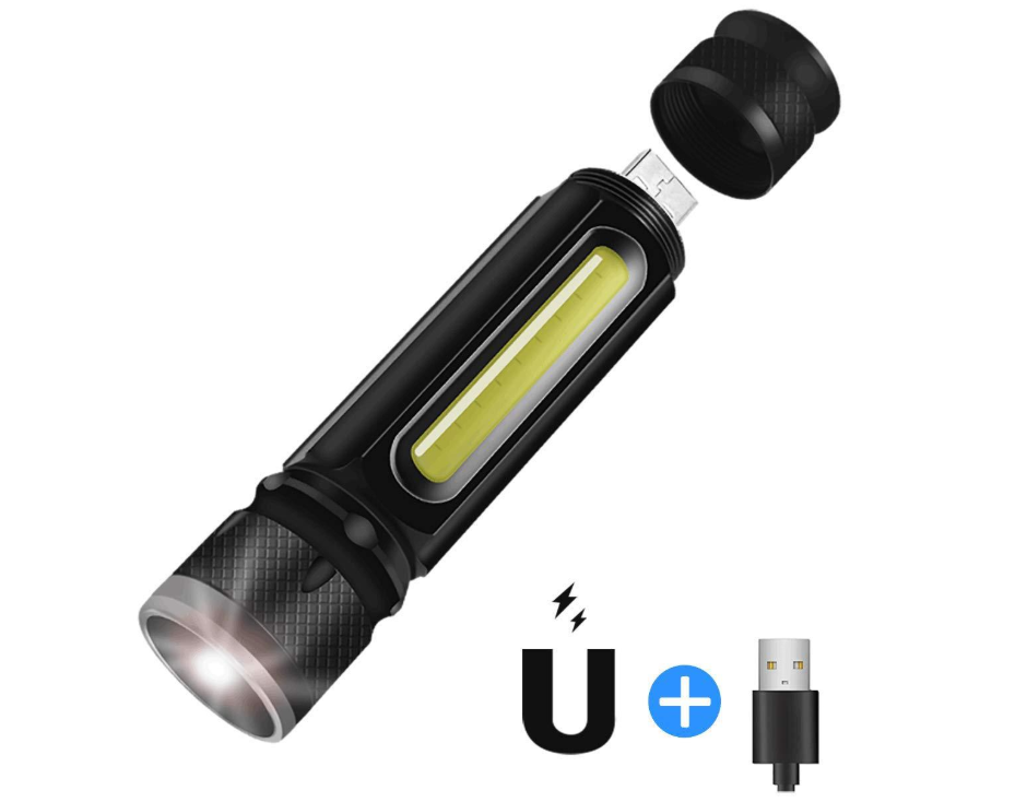 Skanto | USB Oppladbar Magnetisk Lommelykt – LED Nødbelysning med Magnet og Bæresnor