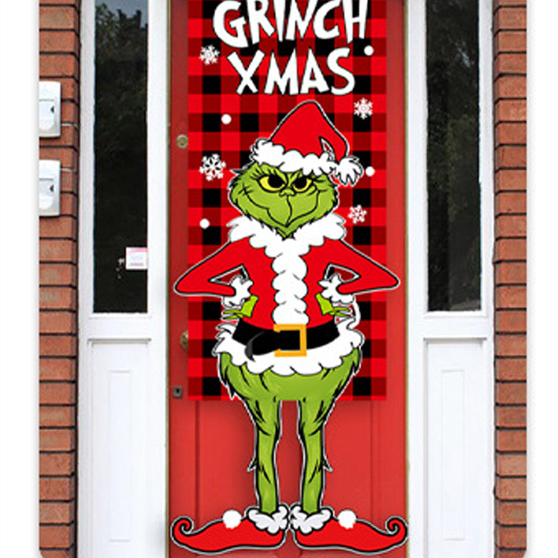 Skanto | Juledekorasjon Hengende Grinch Ansiktsløs Dukke Dør Hengende Flagg Hageflagg