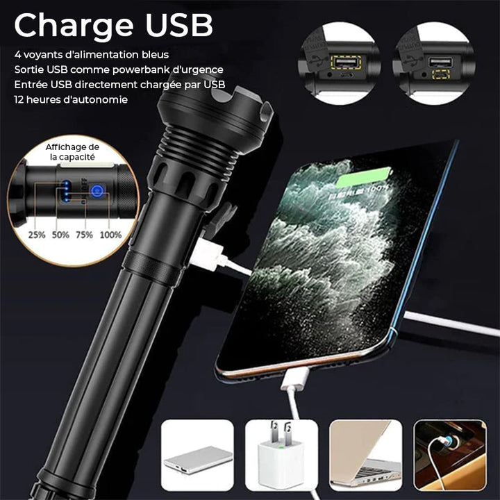 Taktisk oppladbar laser LED lommelykt | Skanto