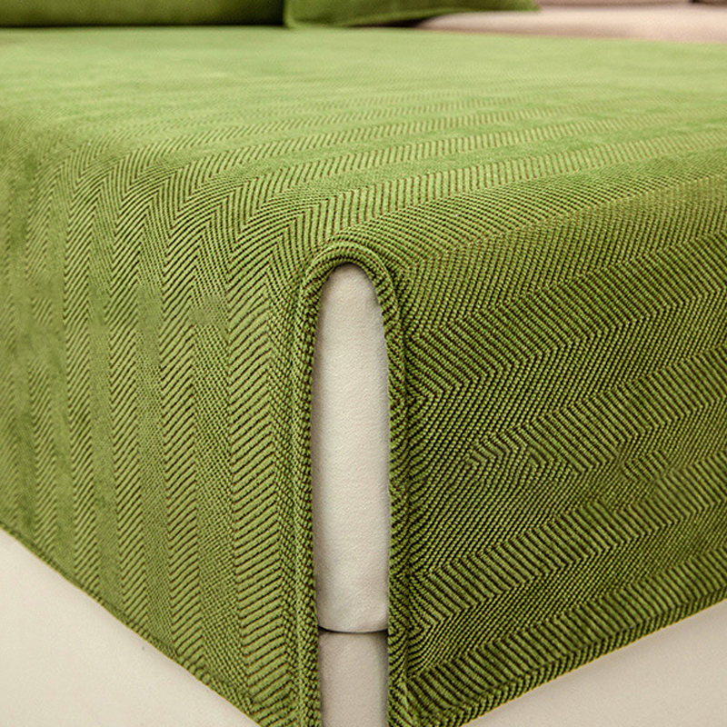 Skanto | Bølget Sjekk Chenille Stoff Møbelbeskytter Sofa trekk