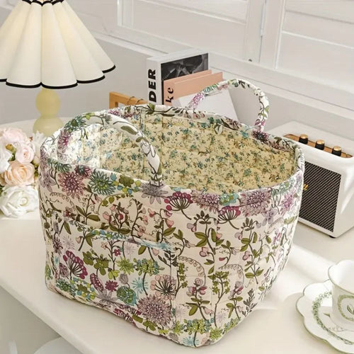 Skanto | Delikat Floral Canvas Oppbevaringskurv