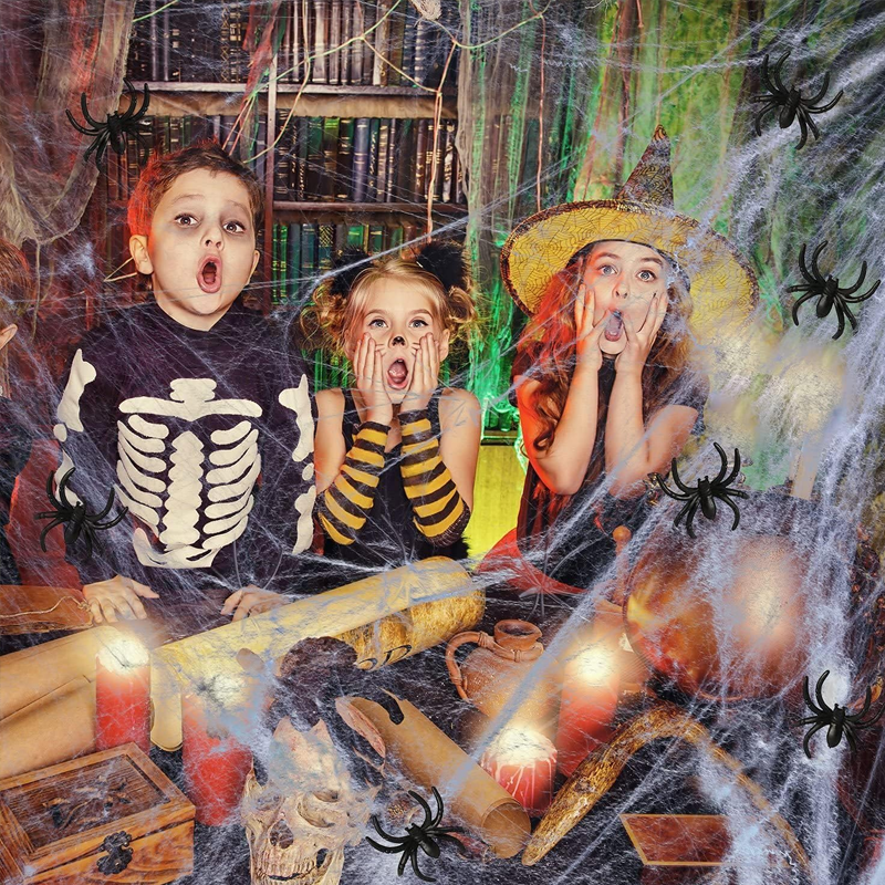 Skanto | Halloween Edderkopp Dekorasjoner, strekkbar edderkoppnett