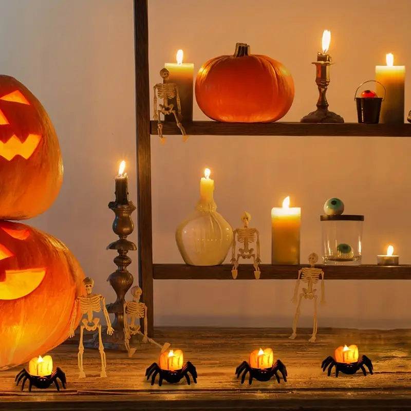 Skanto | ️Halloween Edderkopp Te-lys Spooky Elektrisk Flakkende Kunstige Lys