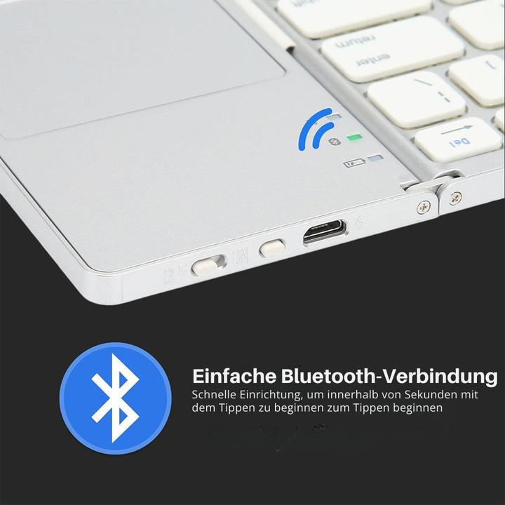 Skanto | Sammenleggbart Bluetooth-tastatur | Innebygd Berøringsplate | Svart