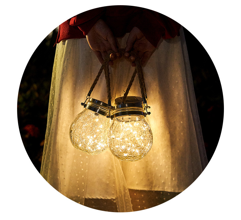 Skanto | Solenergi LED-lanterne i glass – Dekorativ hagebelysning med ledninger og bærehåndtak