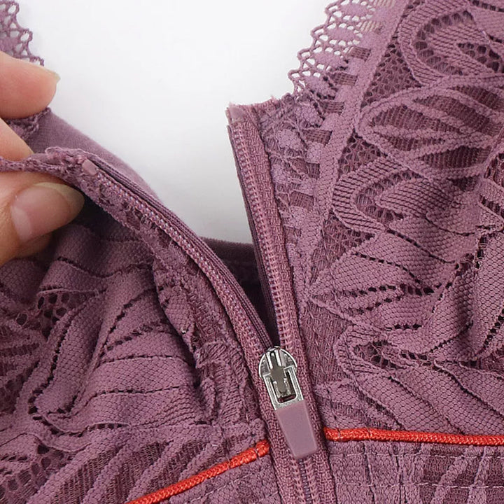 Skanto | Ensfarge Lacy Lingerie med Frontglidelås