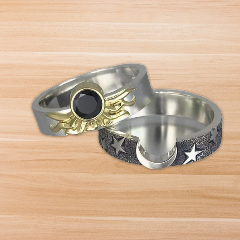 Skanto | Vintage Stjerne Måne Sol Ring Sett