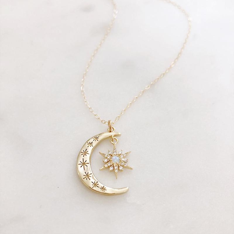 Moon & Sun Croissant Necklace | Skanto