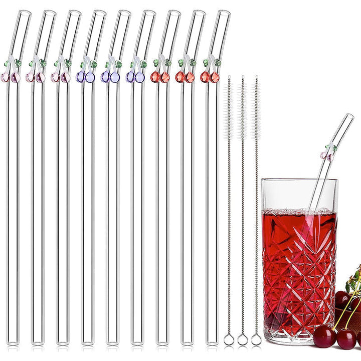 6 PCS Gjenbrukbare Farget Glass Strå med Rengjøringsbørste | Skanto