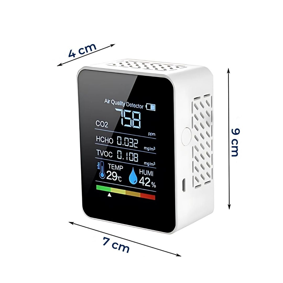 AirSense Pro CO2 Karbondioksidmåler Luftkvalitetsdetektor | Sanntidsvarsler - Luftkvalitetsmåler - for Rent Luft Skanto