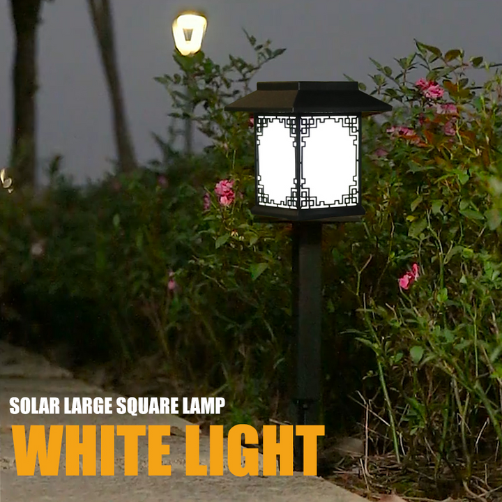 Skanto | Solar LED Hage Lampe – Stor Firkantet Lampe med Varmt Lys og Dobbelt Bruk