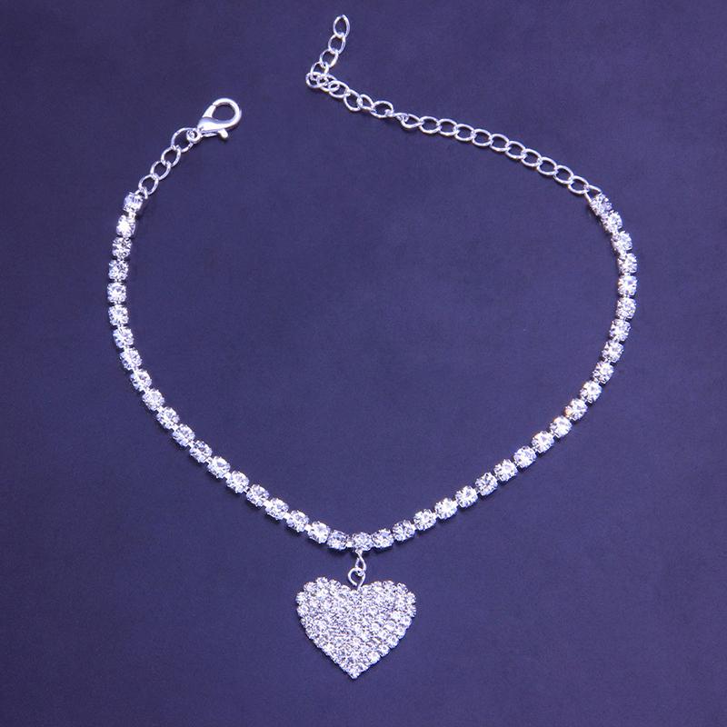 Skanto | Fashion Heart Rhinestone Ankelkjede
