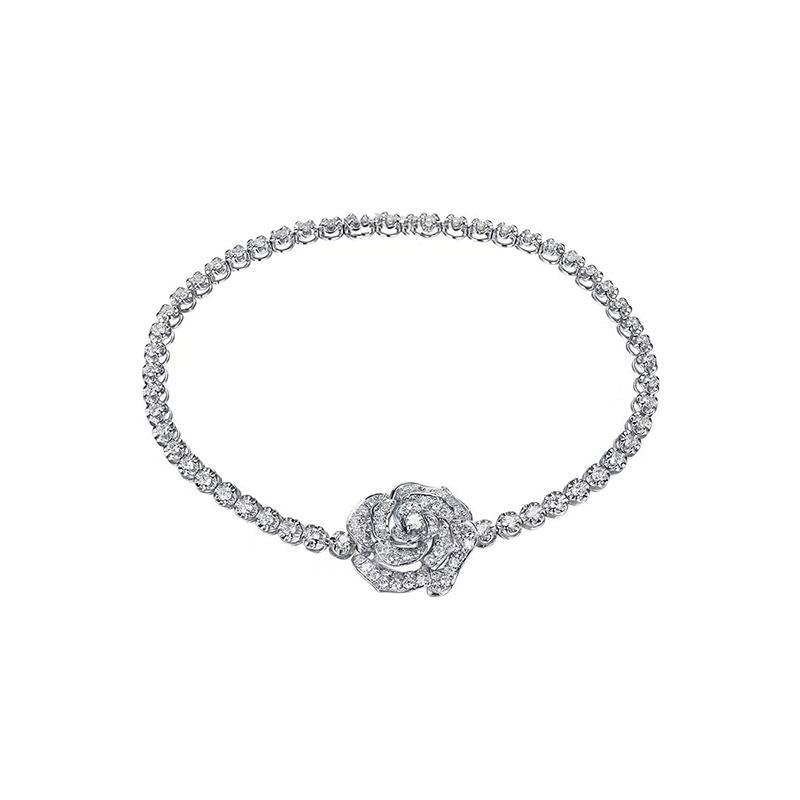Skanto | Rose Rhinestone Armbånd og Halskjede