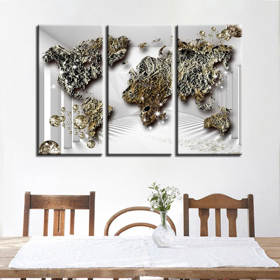Klassisk gammel rustikk verdenskart-lerret veggkunst maleri | Skanto
