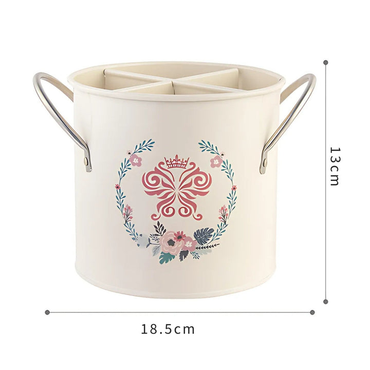 Skanto | Floral Bestikk Oppbevaringskurv med Divider Lok