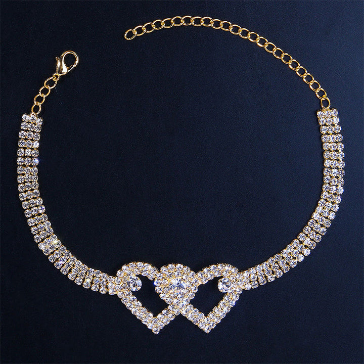 Skanto | Double Love Heart Rhinestone Anklet