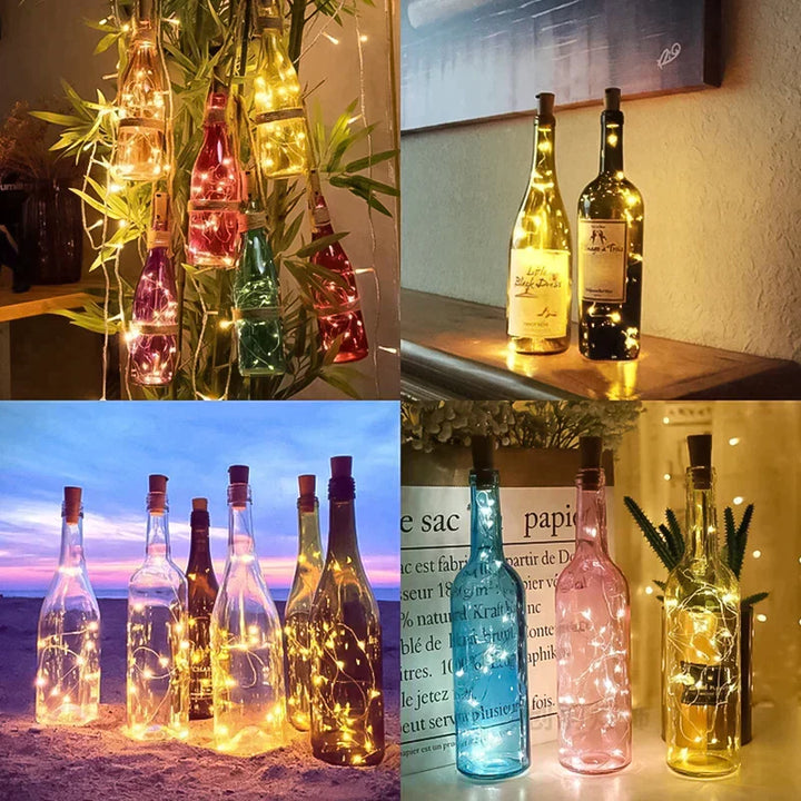 LED Vinflaske Lys Kork Natt Lys DIY Dekor Løft - Stykke | Skanto