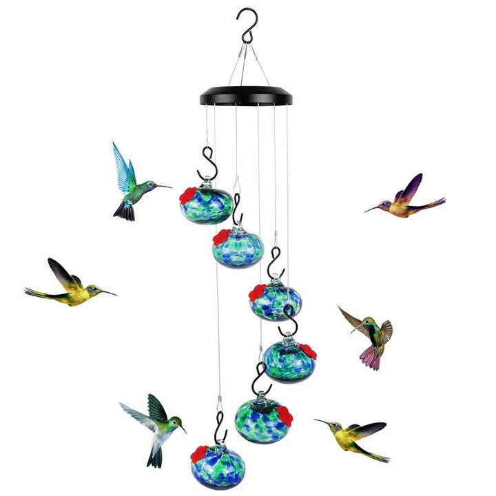 ChimeFeeder håndlaget glass colibri mater med vindklokke Skanto